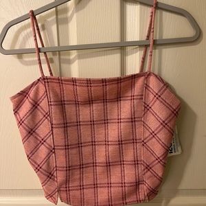 plaid pink crop top